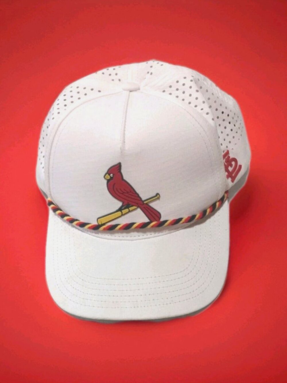 ST LOUIS CARDINALS STADIUM GIVEAWAY PROMO WHITE BRAID ROPE BASEBALL HAT